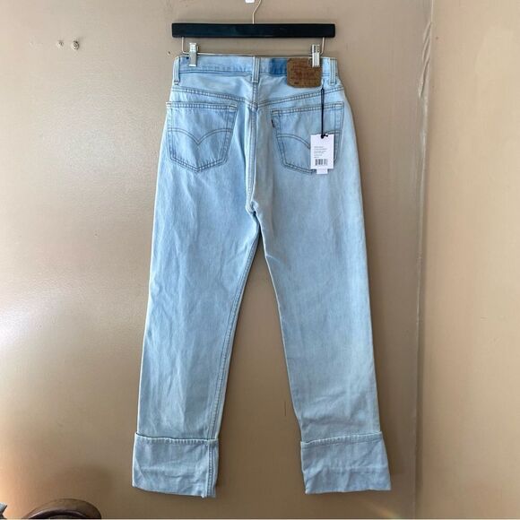 NWT Aligrace Levis jeans Cuffed Baggy Customs blue Light Wash Revolve $398 26 - Picture 11 of 13